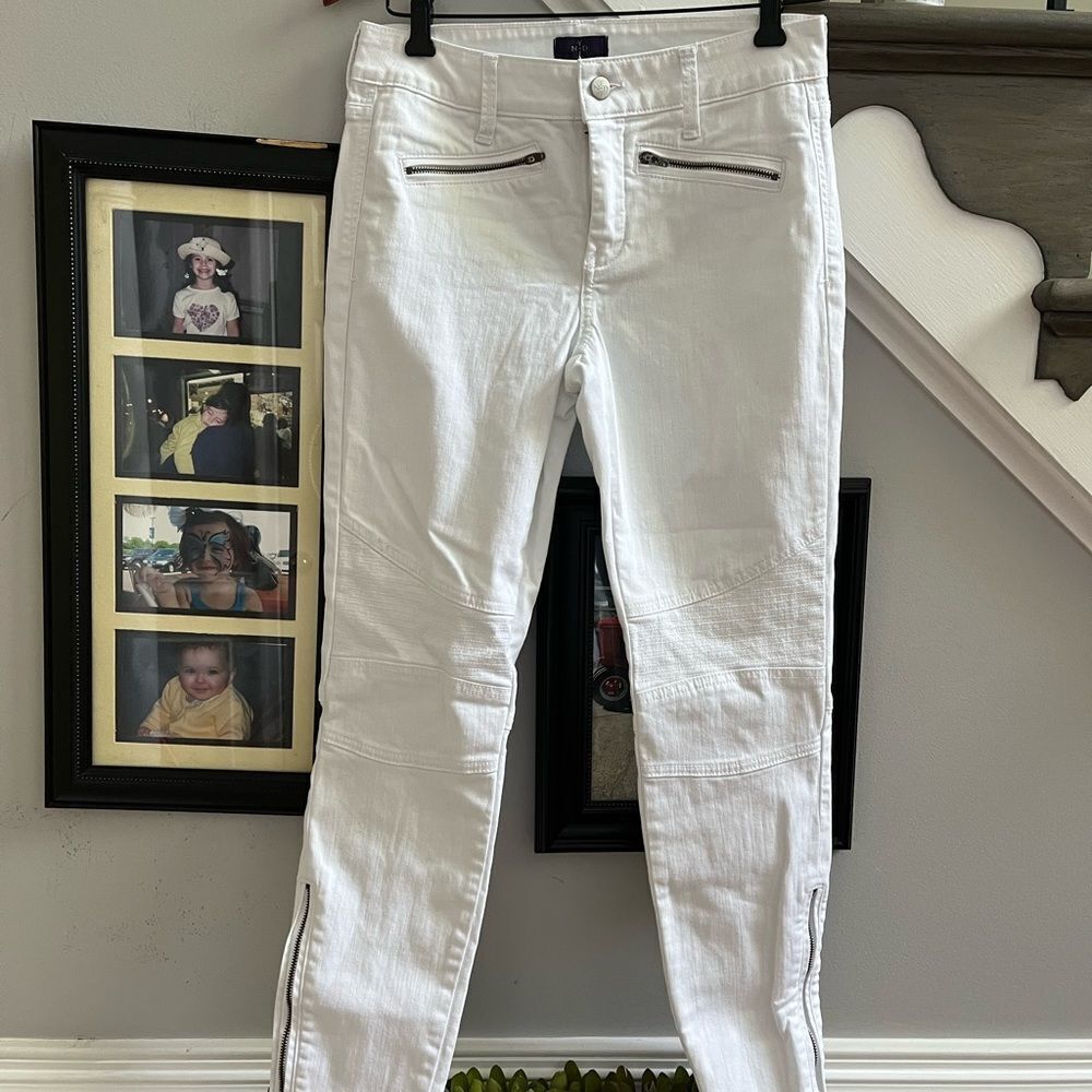 NYDJ White Denim Legging Moto Jeans sz 2 EUC